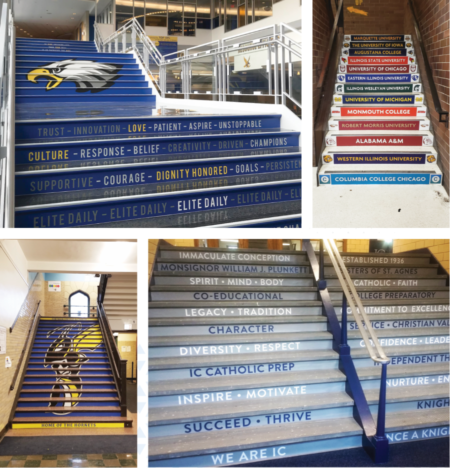 Bannerville Education School Branding Illinois Signs Wall Graphics Murals Logo Stairwell