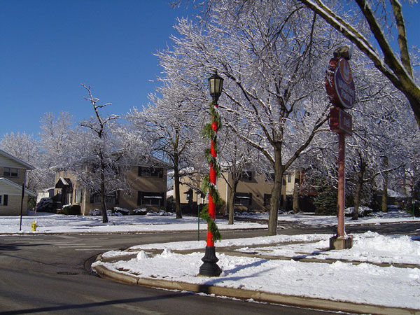 Bannerville Holiday lamp post decorations and installation western springs.