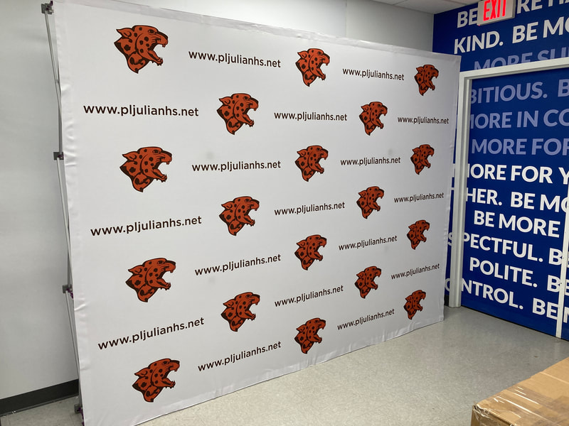 Media Backdrop Step and Repeat High School Bannerville Jaguars Education Signs School Branding Athletics Academics Welcome Back Students
