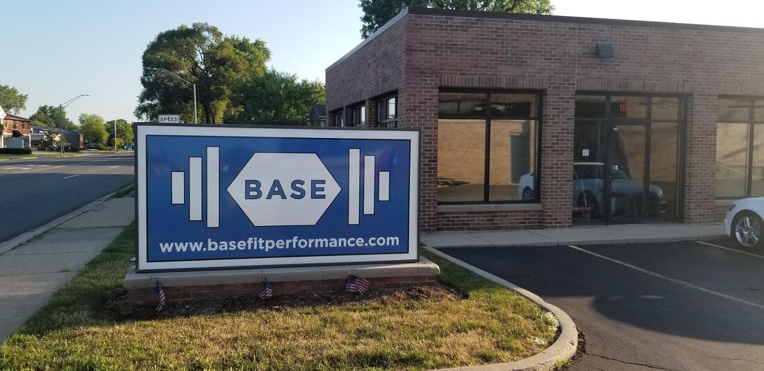 Base La Grange Performance Fitness Entrance Signs Illuminated Sign Panels business Window decals and graphics, Bannerville Signage Installation