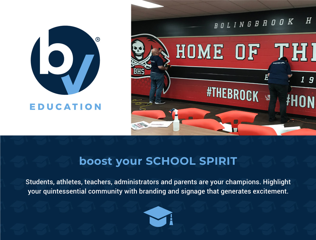 Bolingbrook High School Branding Bannerville Signs Gym Entrance Classroom Mural Door Wraps Logo decals wall graphics Raider Nation Education