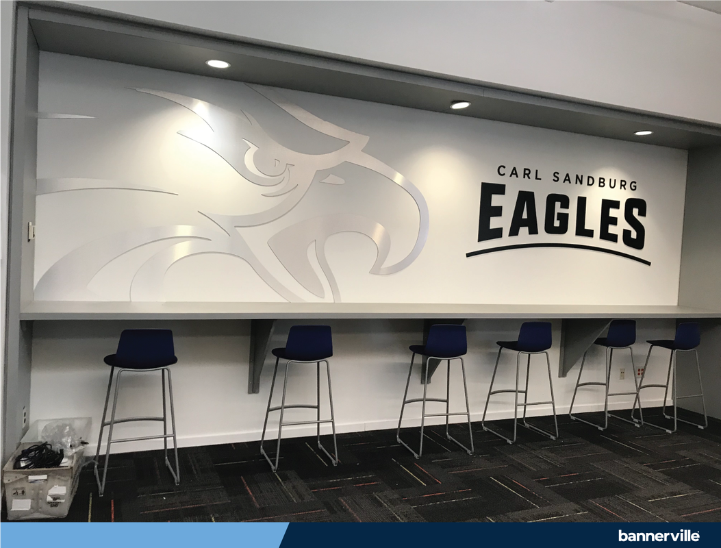Bannerville Carl Sandburg High School Office Signs Dimensional Lettering Logo Display Eagles Acrylic Photo Frame Standoffs