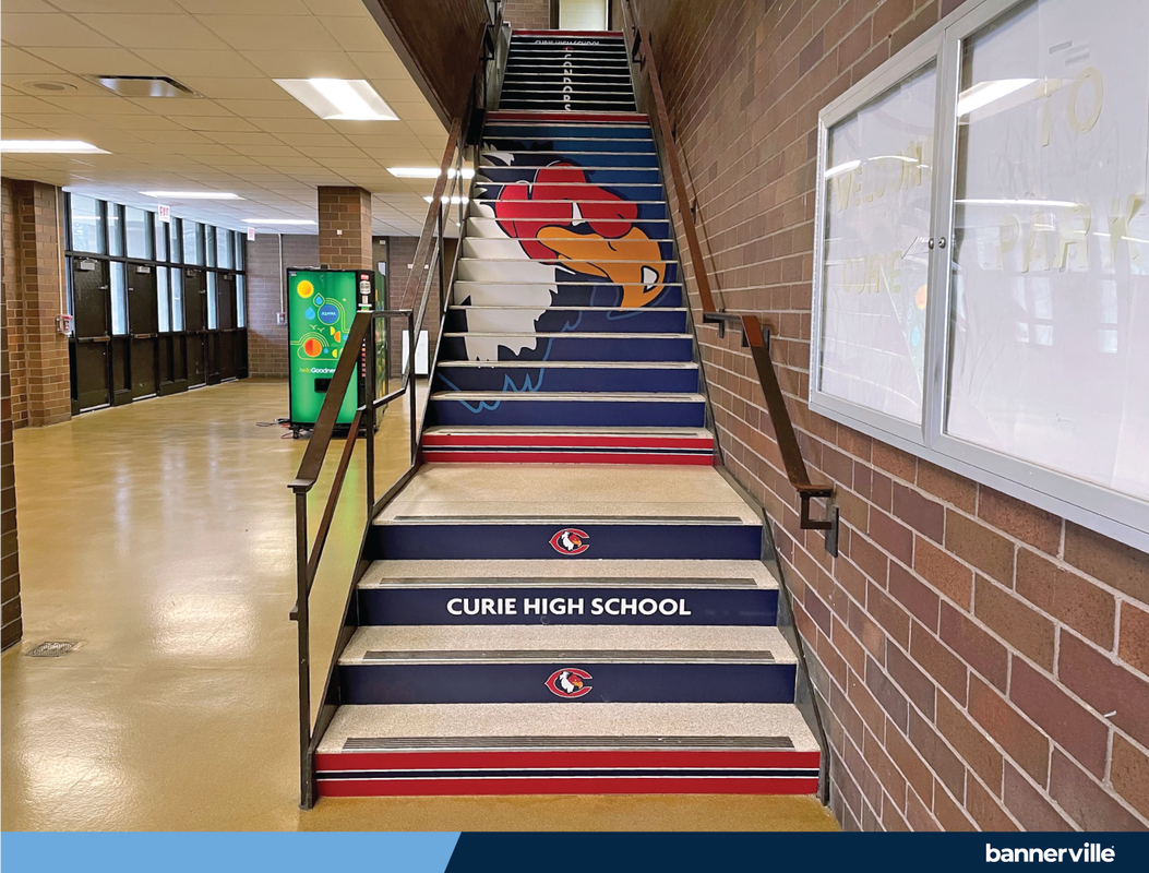 Bannerville Illinois CPS Chicago Public School Branding Stair Graphics School Stickers Condors 