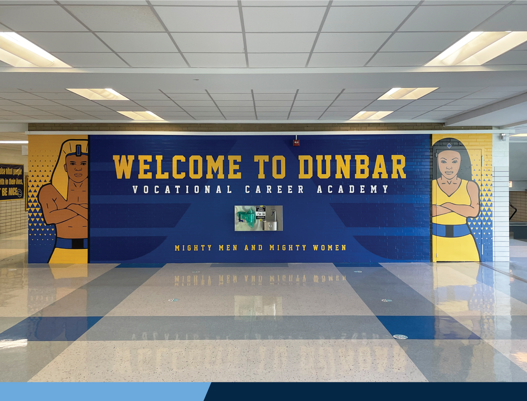Bannerville Dunbar Education School Branding Signage Mural Graphics Illinois