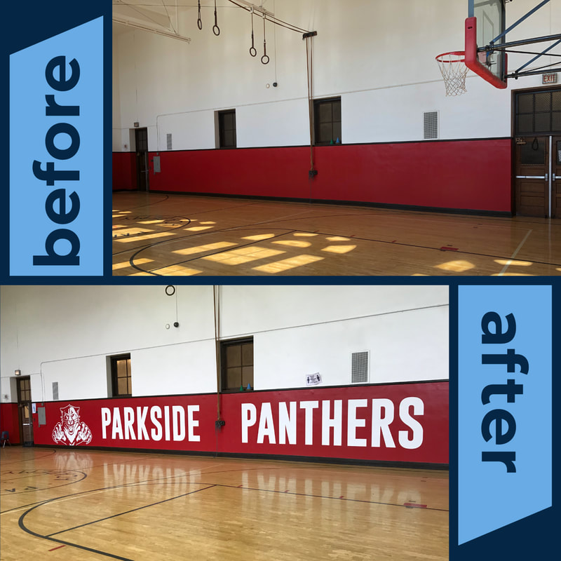 Bannerville_Parkside_Panthers_Gym_Mascot_Wall_Graphics_padding_door_entrancePicture