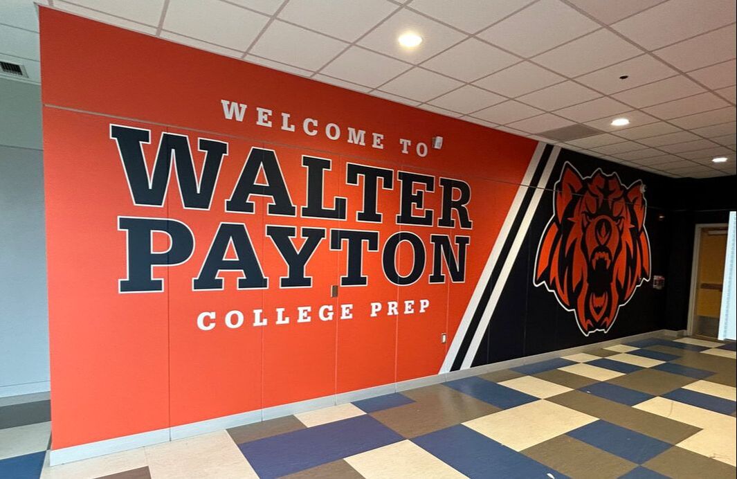 Walter Payton College Prep Grizzlies Athletic Hallway Transformation Wall graphics School Branding Chicago Bannerville Illinois Schools