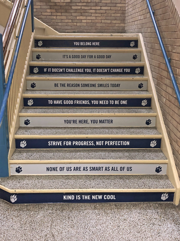West Chicago High School Stair Graphic decals with motivational quotes