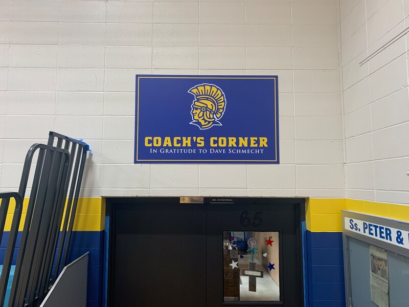 School Gym Branding naperville illinois Bannerville Signs education signage coach's corner