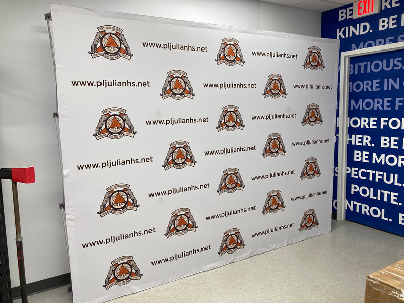 Media Backdrop Step and Repeat High School Bannerville Jaguars Education Signs School Branding Athletics Academics Welcome Back Students