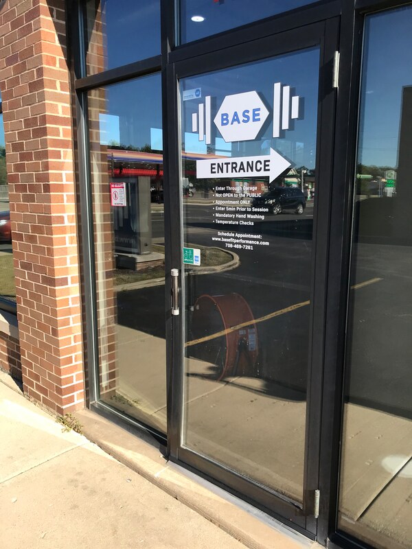 Base La Grange Performance Fitness Entrance Signs business Window decals and graphics, Bannerville Signage Installation