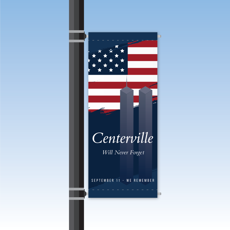 September 11th Commemorative Twentieth Anniversary Light Pole Banners 9/11 Illinois Chicago Burr Ridge Hinsdale Elmhurst 